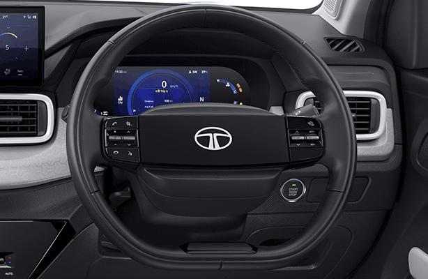Tata Punch D-cut steering wheel with mounted controls